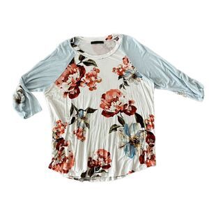 Chris & Carol floral stripe baseball tee